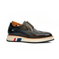 Dark Blue-Black and Brown Wingtip Derby Shoe