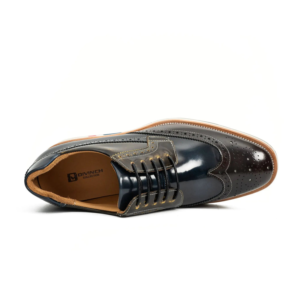 Dark Blue-Black and Brown Wingtip Derby Shoe