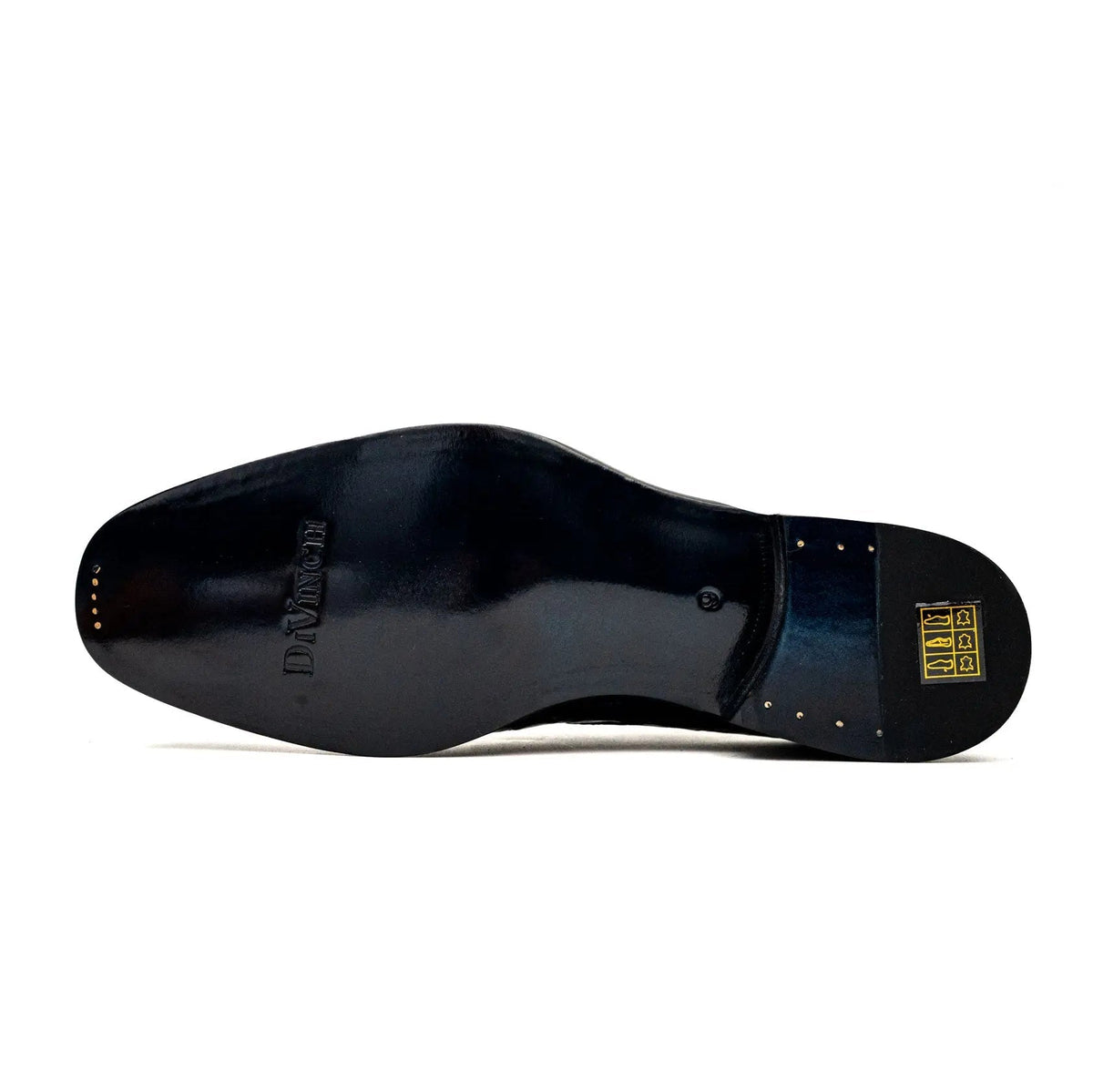 Dark Blue Plain-Toe Derby Shoes with Scale-Pattern Texture