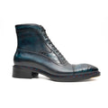 Dark Blue-Black Textured Cap-Toe Ankle Boot