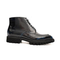 Black Apron-Toe Ankle Boot with Blue Toe Shading