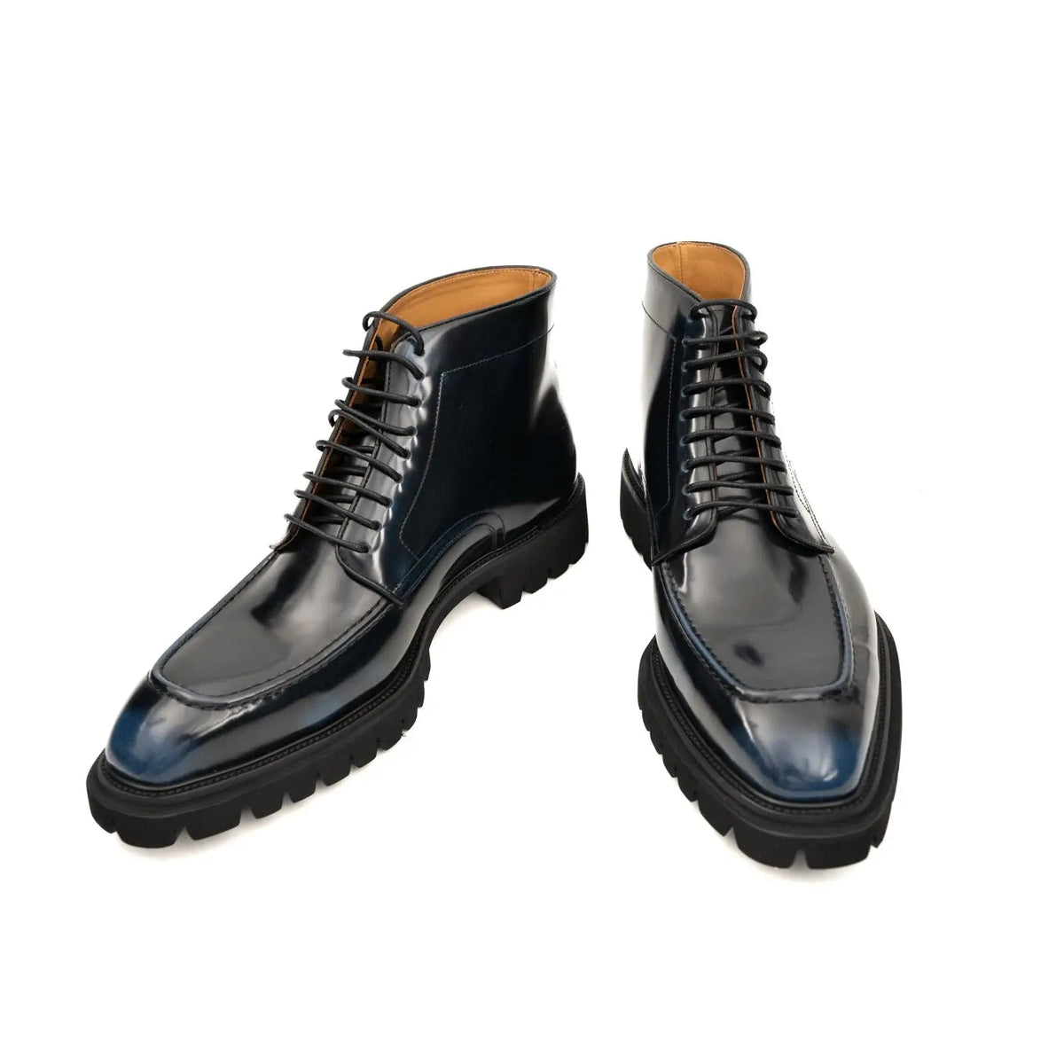 Black Apron-Toe Ankle Boot with Blue Toe Shading