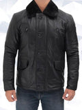 Boehmer Mens Black Shearling Leather Jacket