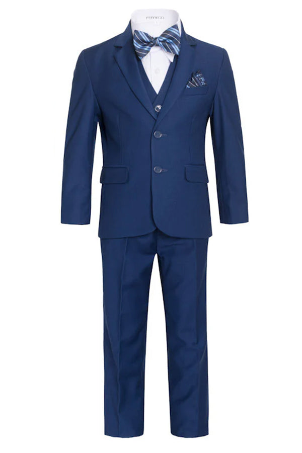 Ferrecci Boys Indigo Blue 5-Piece Suit Set – Formal Kids Suit (JAX JR)