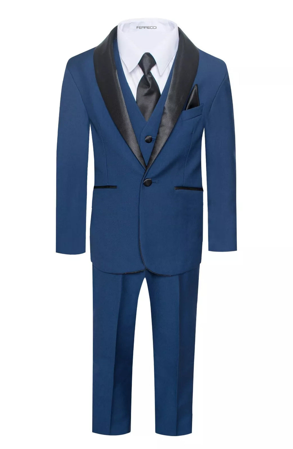 Ferrecci Boys Indigo Shawl Collar Tuxedo – Formal Kids Tuxedo (Reno Jr)