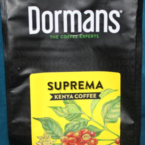 Dormans SUPREMA Kenya Coffee package branding close up