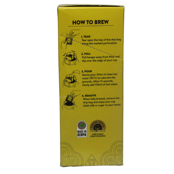 Dormans Coffee House Drip Coffee Bags 11g brewing instructions panel