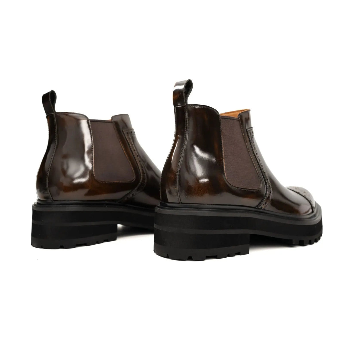 Brown Wingtip Chelsea Boot with Golden Toe Shading