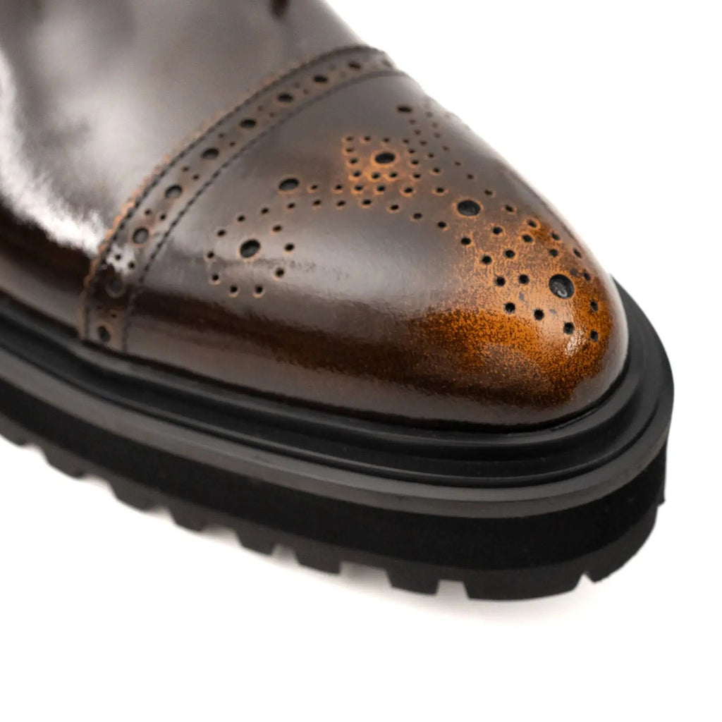 Brown Wingtip Chelsea Boot with Golden Toe Shading
