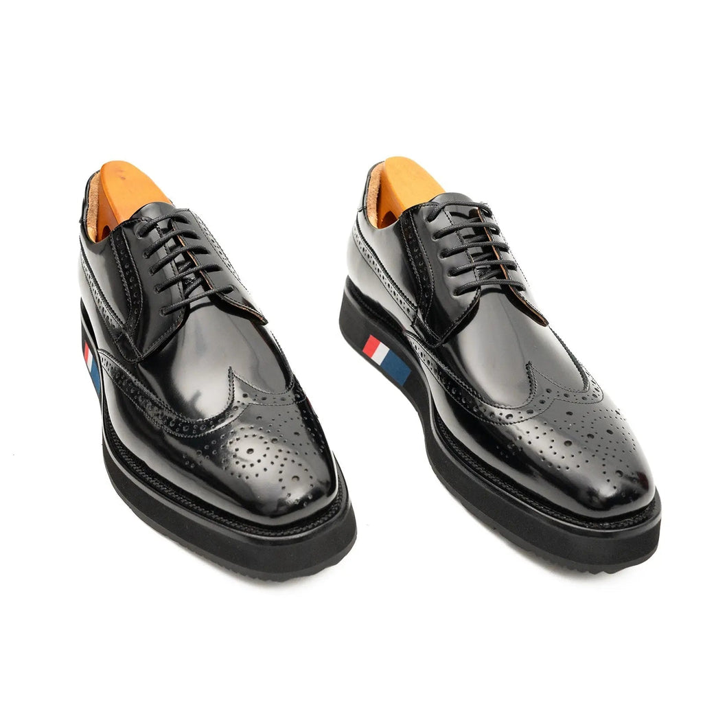 Black Platform Wingtip Derby Shoe