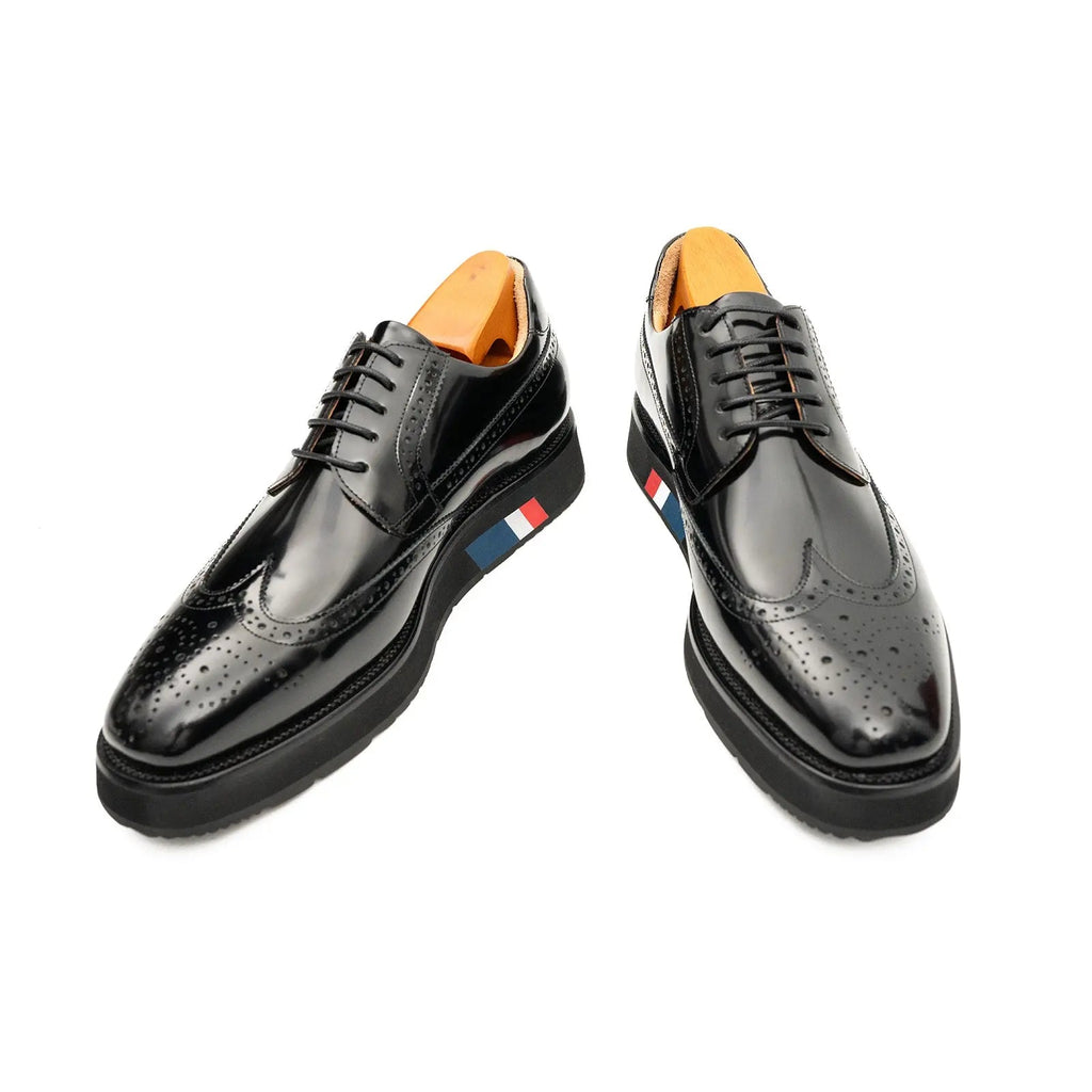 Black Platform Wingtip Derby Shoe