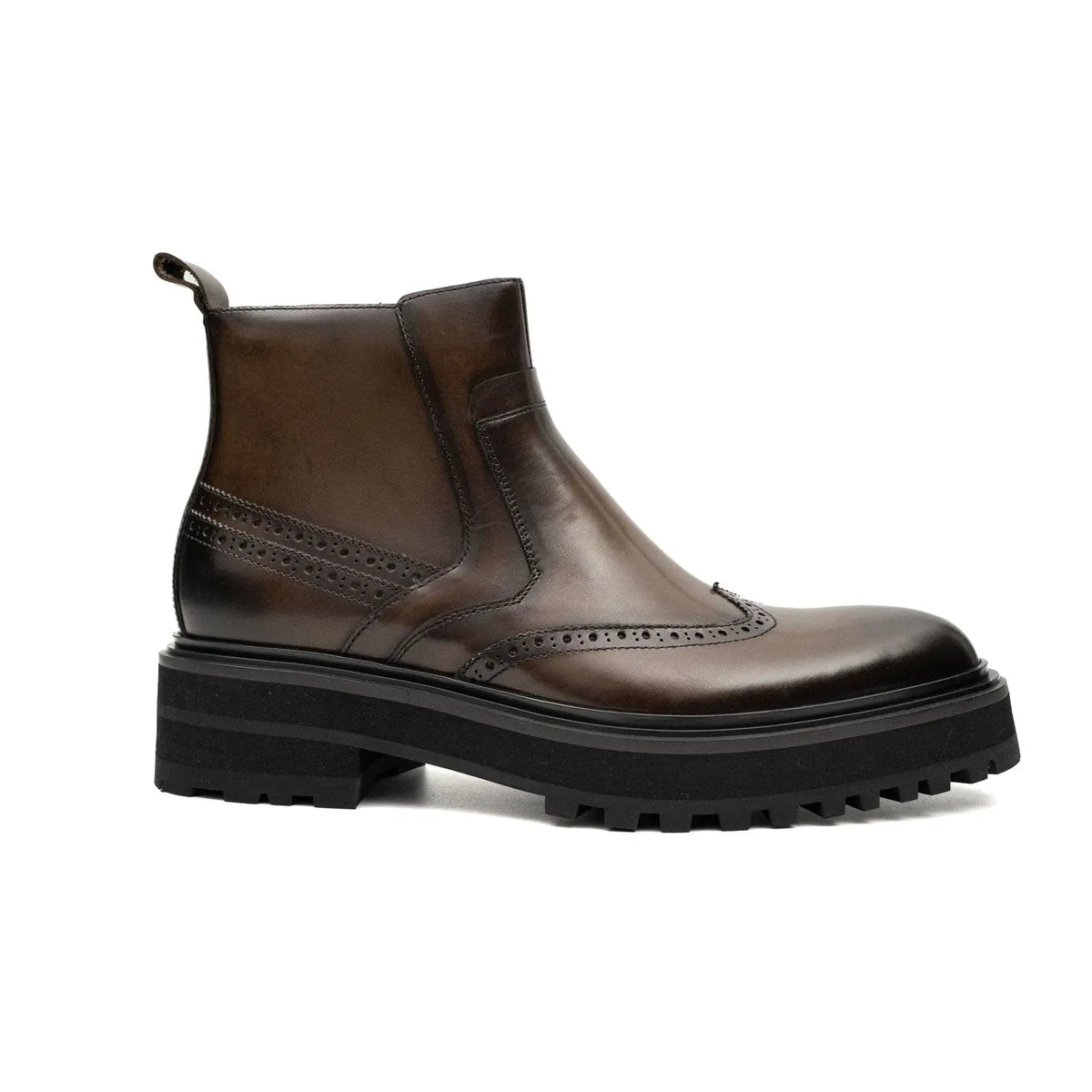 Dark Brown Lug Sole Chelsea Ankle Boot