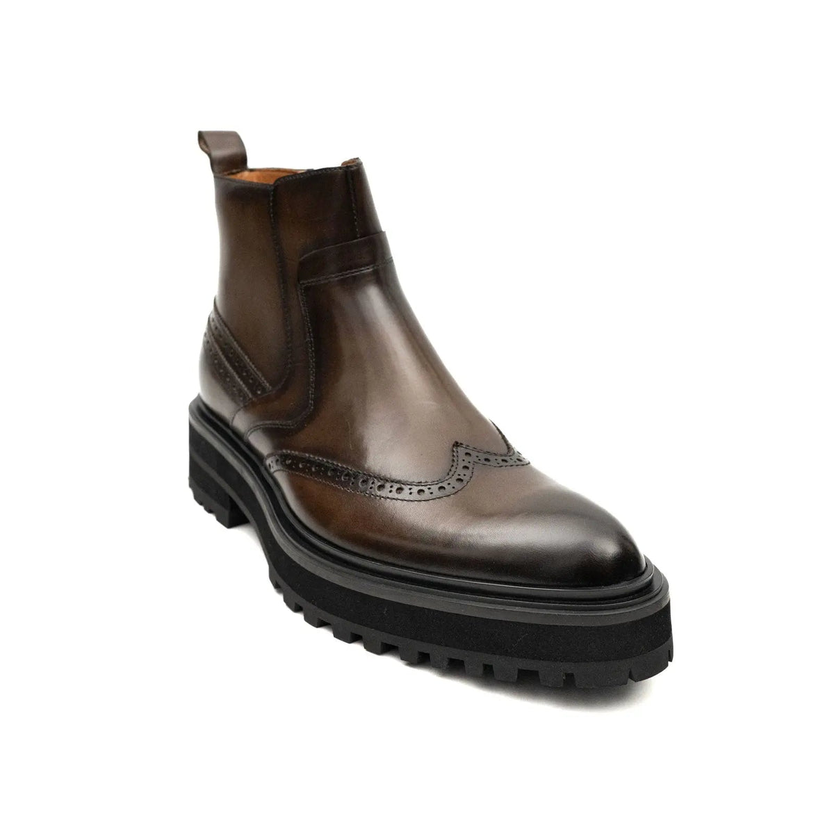 Dark Brown Lug Sole Chelsea Ankle Boot
