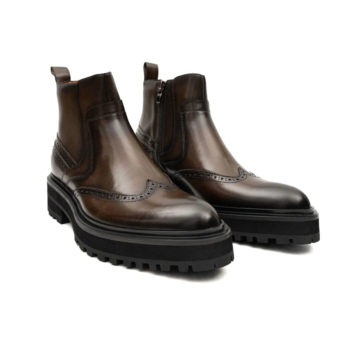 Dark Brown Lug Sole Chelsea Ankle Boot