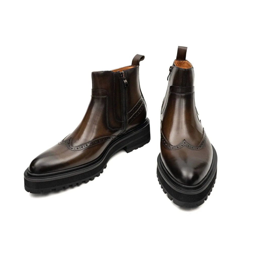 Dark Brown Lug Sole Chelsea Ankle Boot