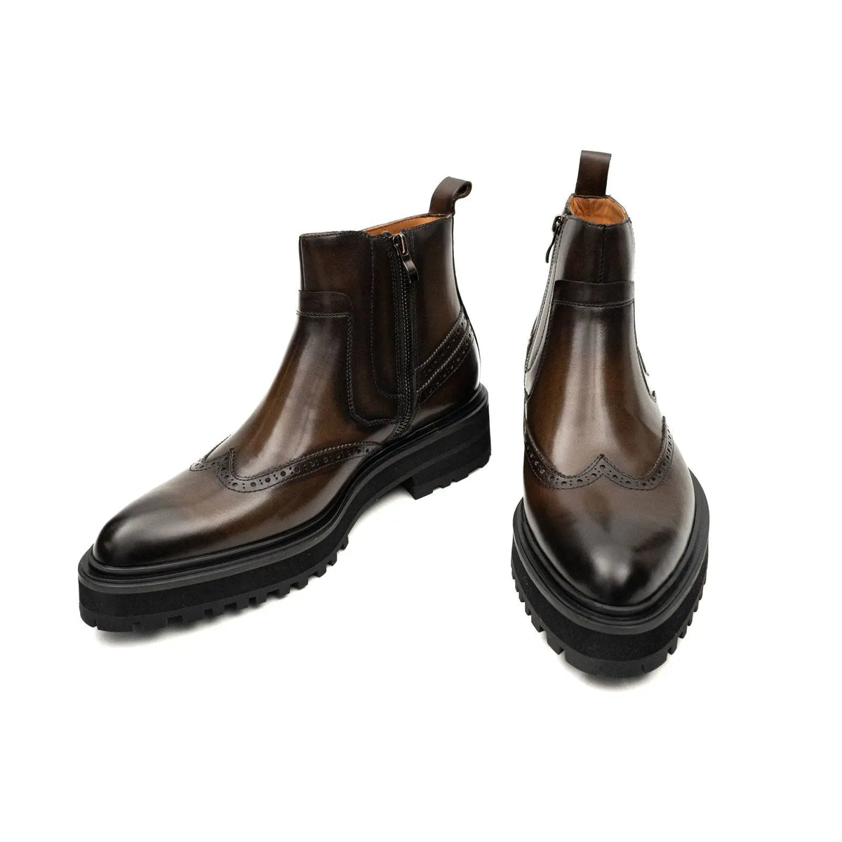 Dark Brown Lug Sole Chelsea Ankle Boot