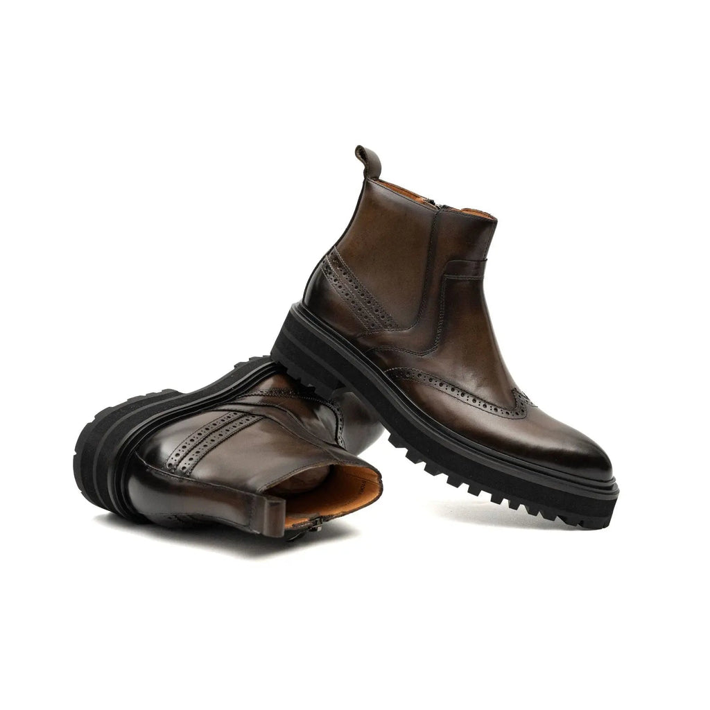 Dark Brown Lug Sole Chelsea Ankle Boot