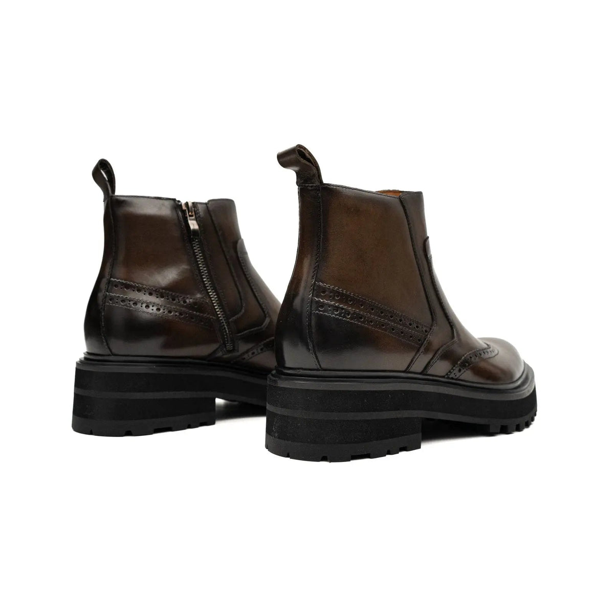 Dark Brown Lug Sole Chelsea Ankle Boot