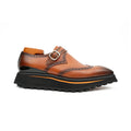 Cognac Brown Wingtip Monk Shoe with Dark Toe