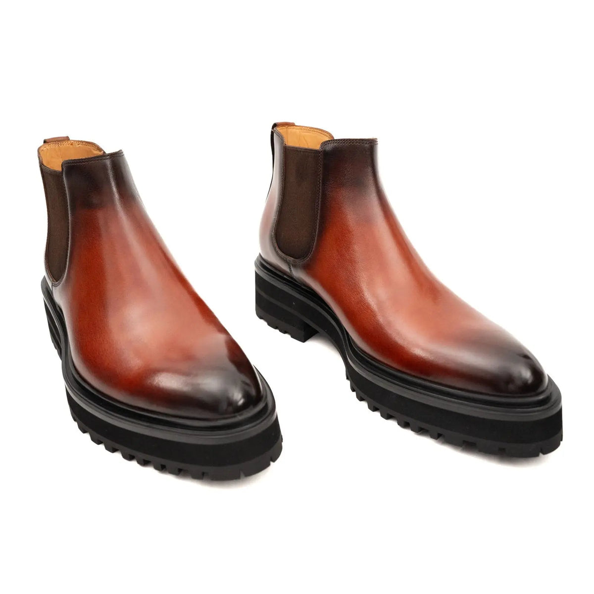 Reddish-Brown Chelsea Boot with Dark Toe