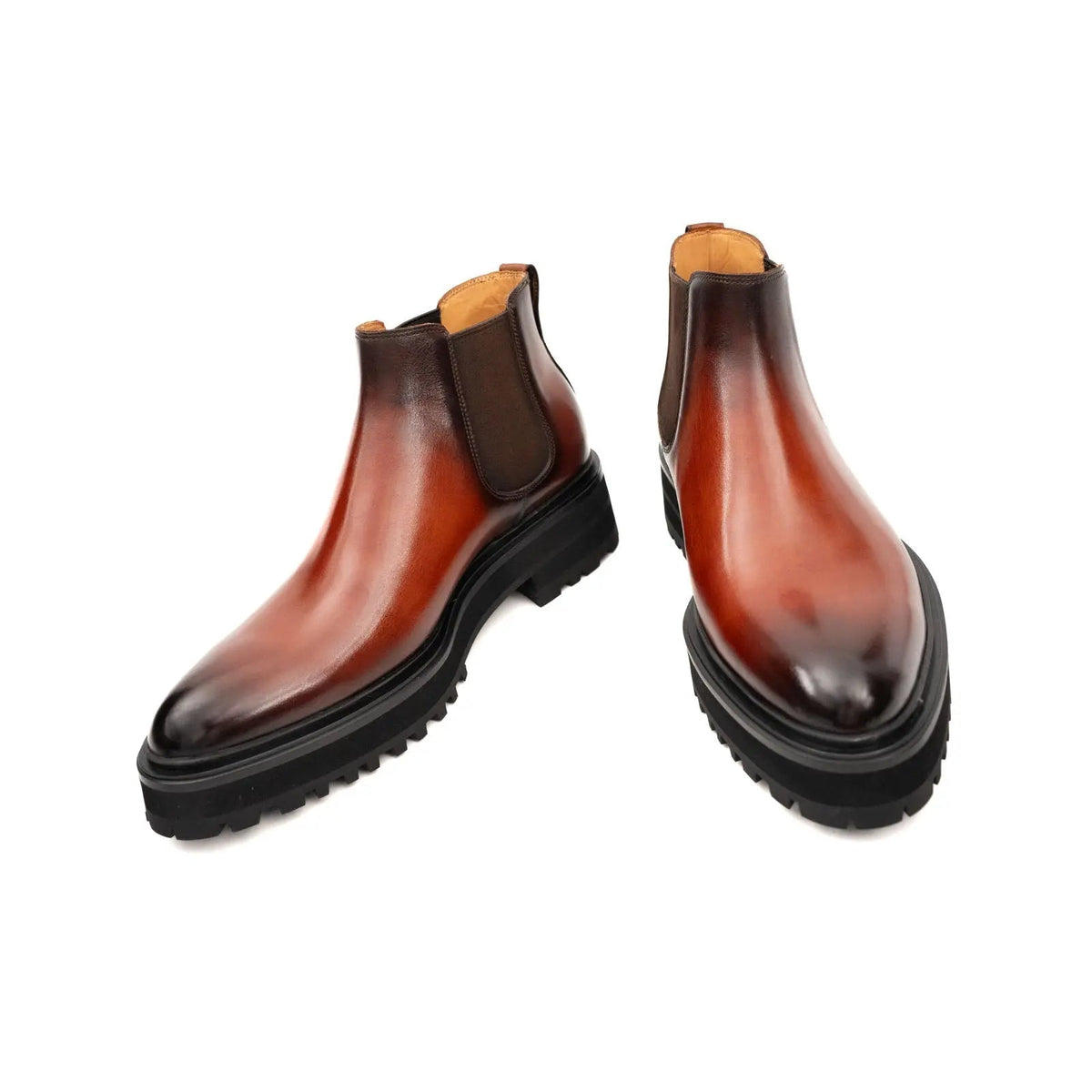 Reddish-Brown Chelsea Boot with Dark Toe