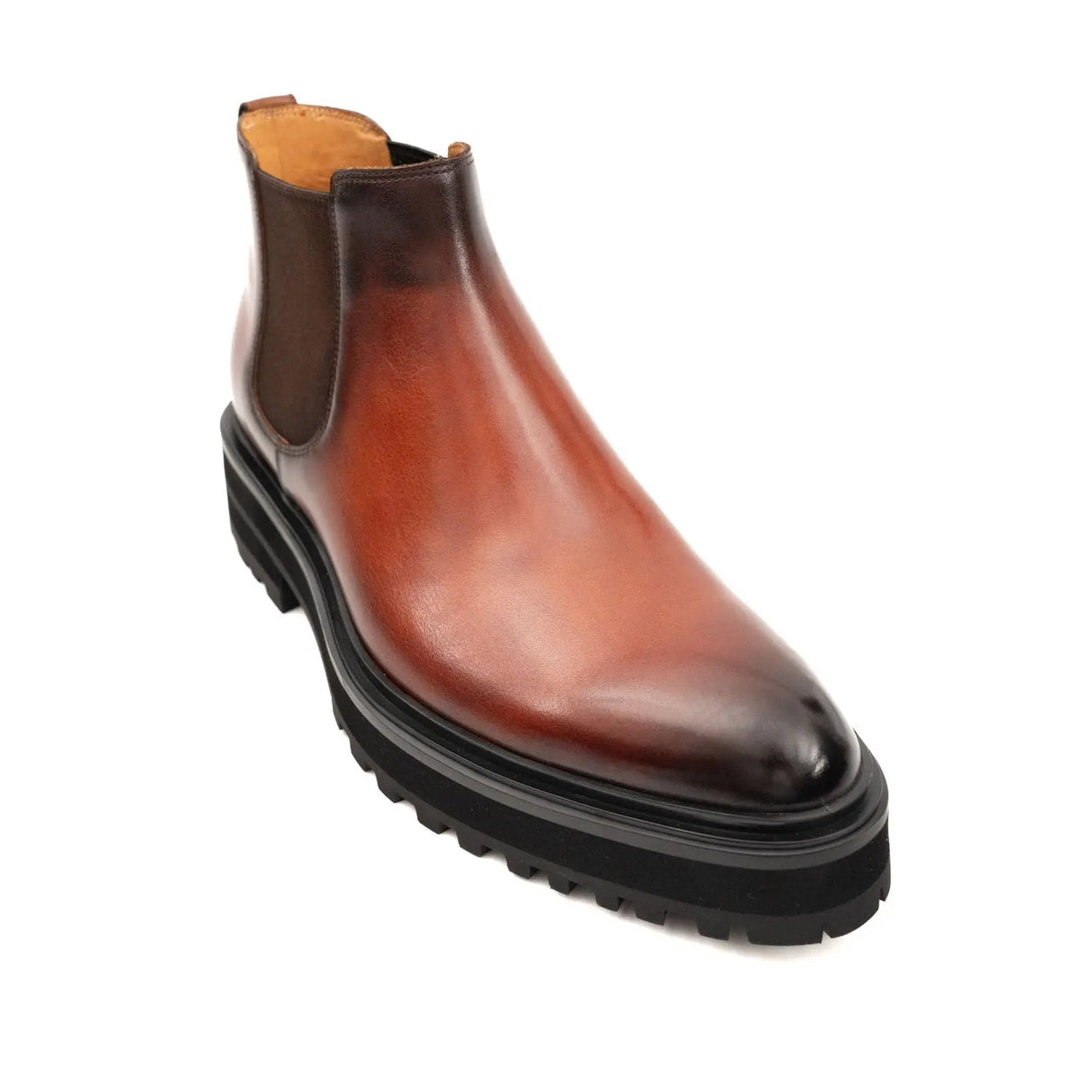 Reddish-Brown Chelsea Boot with Dark Toe