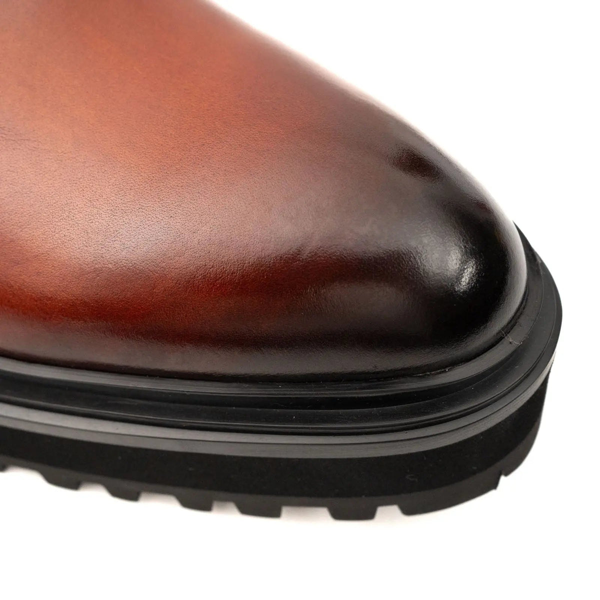 Reddish-Brown Chelsea Boot with Dark Toe