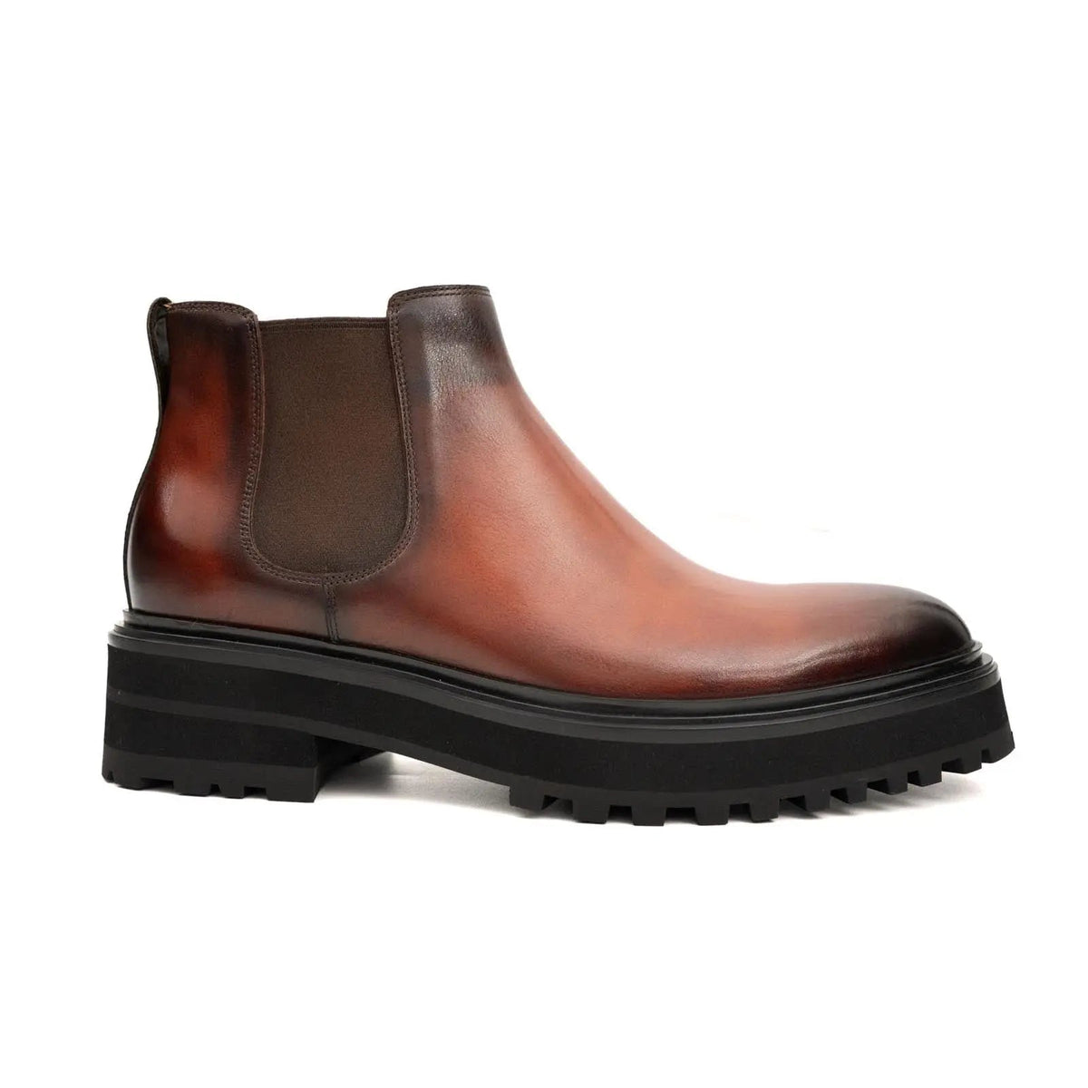Reddish-Brown Chelsea Boot with Dark Toe