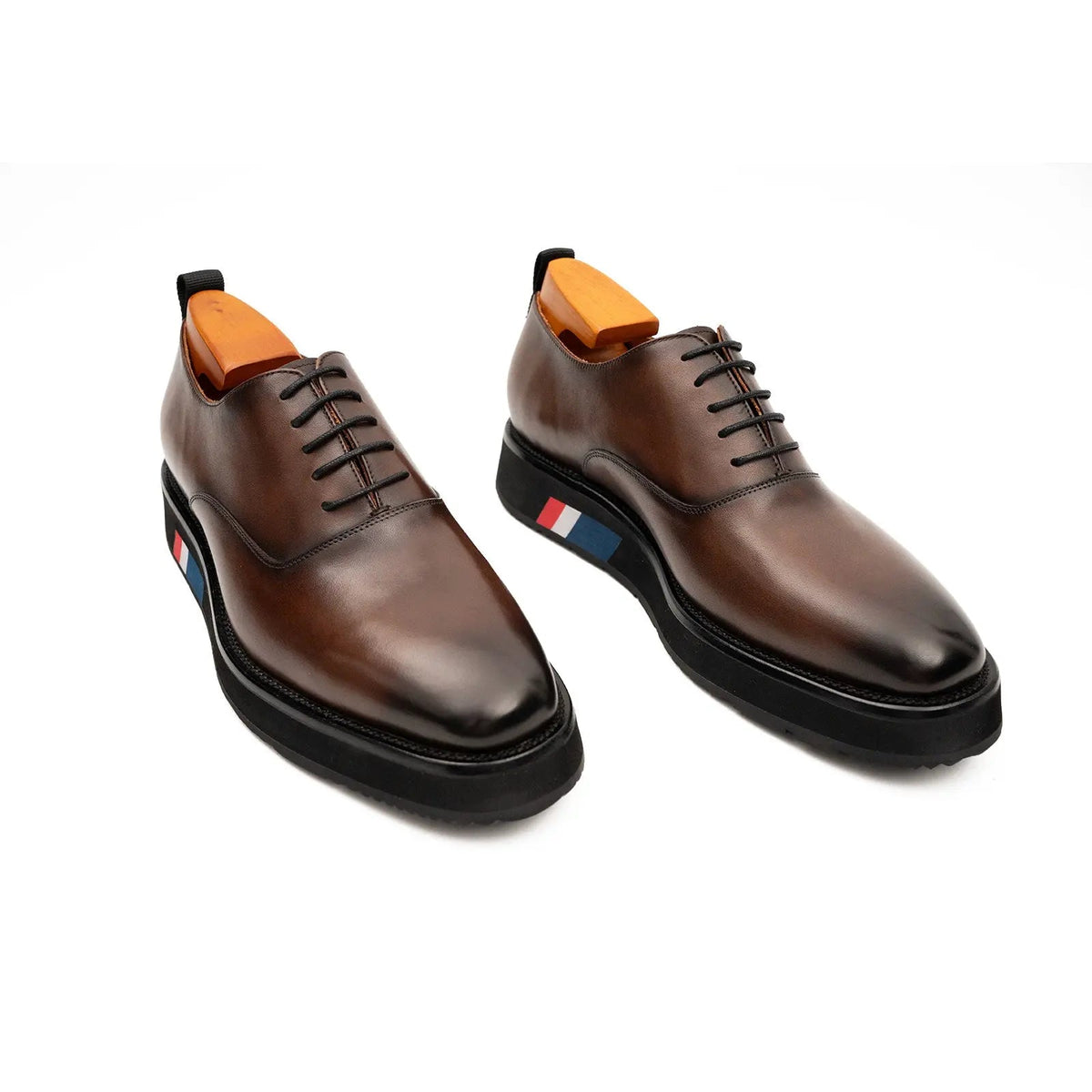Brown Platform Plain-Toe Lace-Up Shoe