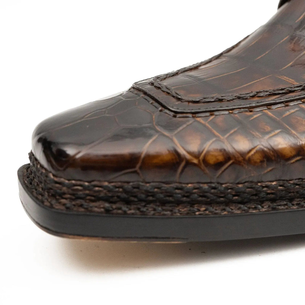 Dark Brown Textured Apron-Toe Derby Shoe