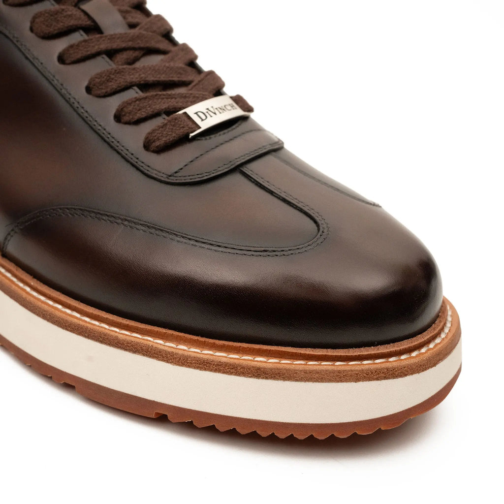 Dark Brown Plain-Toe Calf Leather Casual Shoes