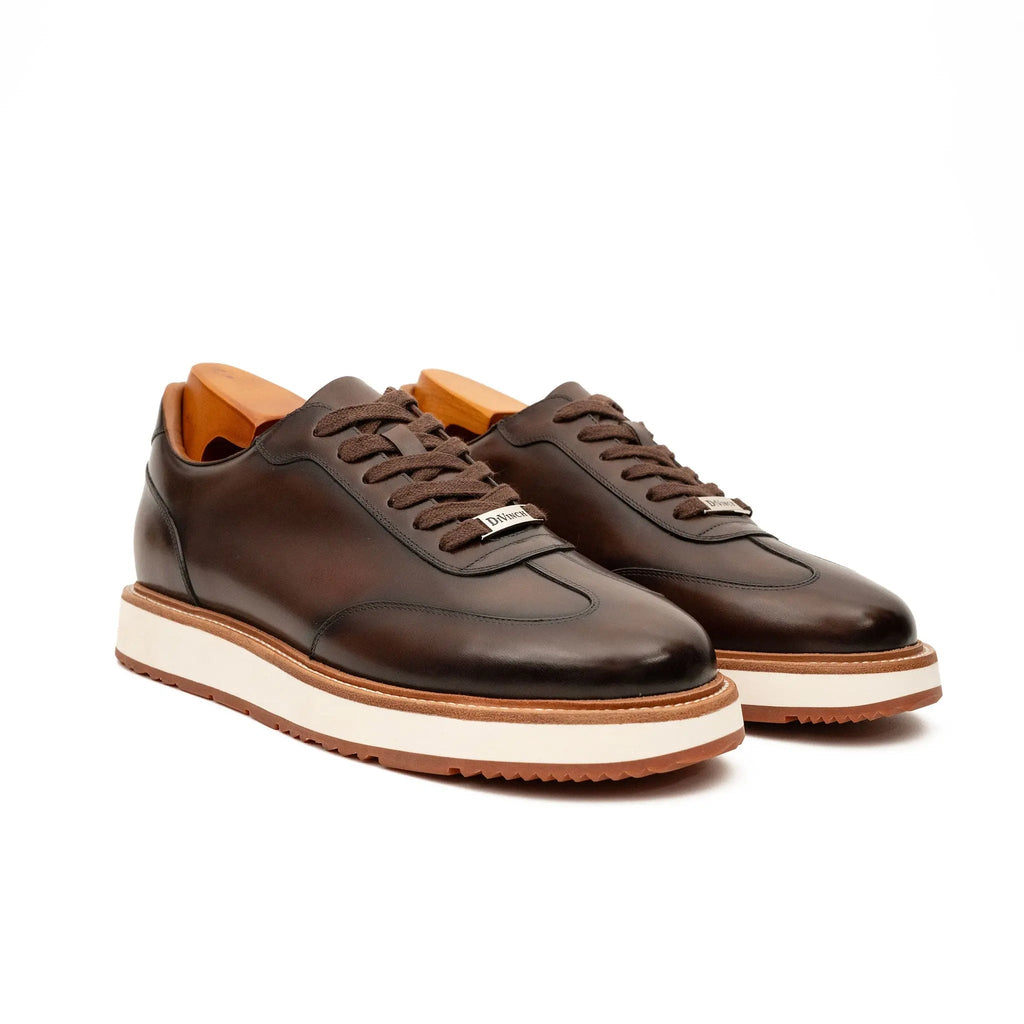 Dark Brown Plain-Toe Calf Leather Casual Shoes