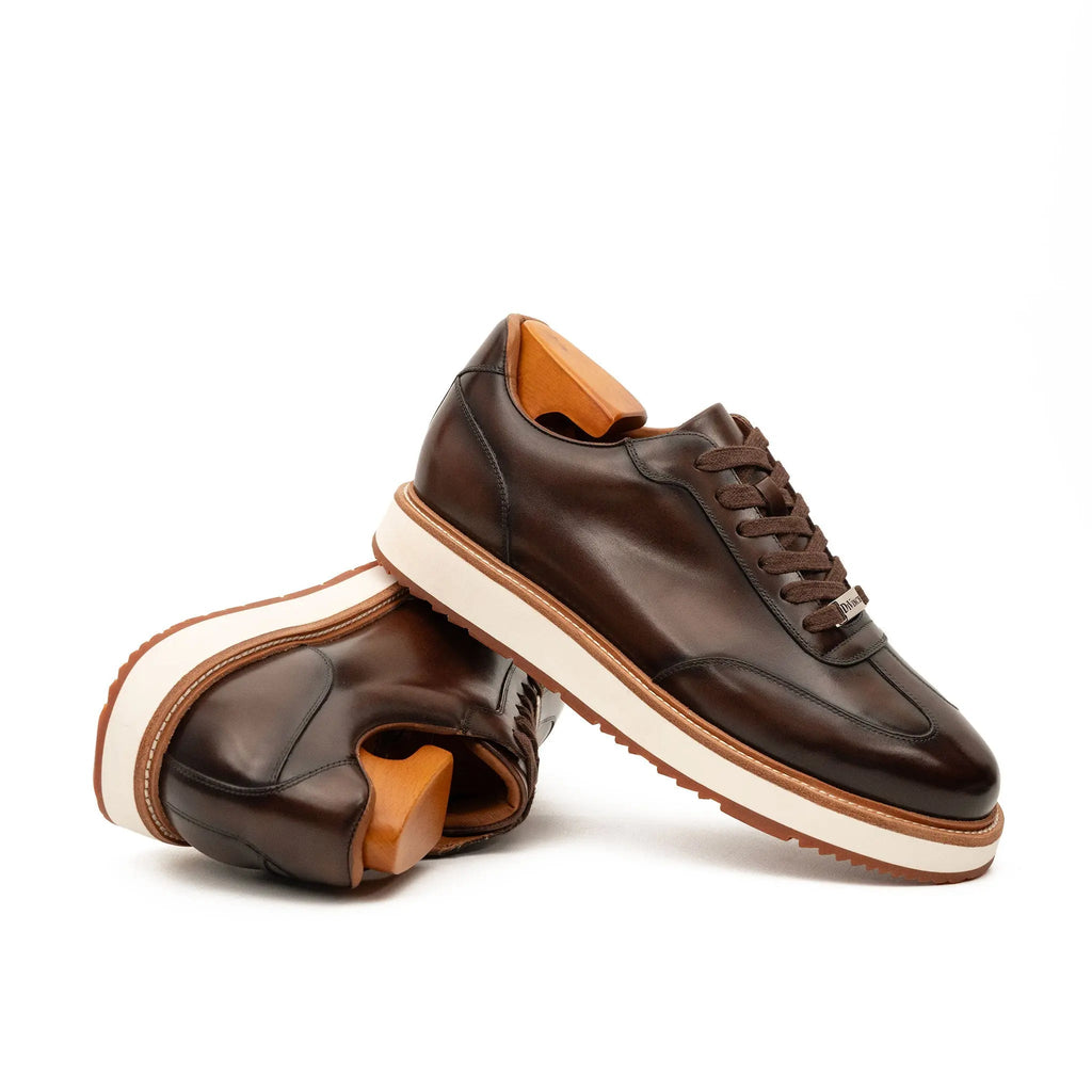 Dark Brown Plain-Toe Calf Leather Casual Shoes