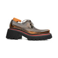 Brown Apron-Toe Derby Shoe with Golden Shading