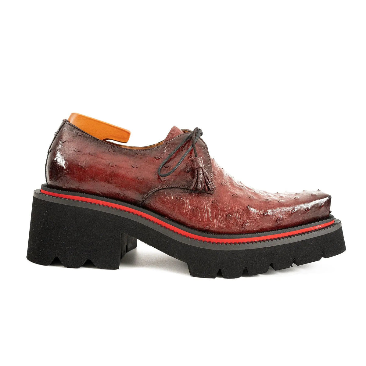 Burgundy Textured Lug Sole Derby Shoe