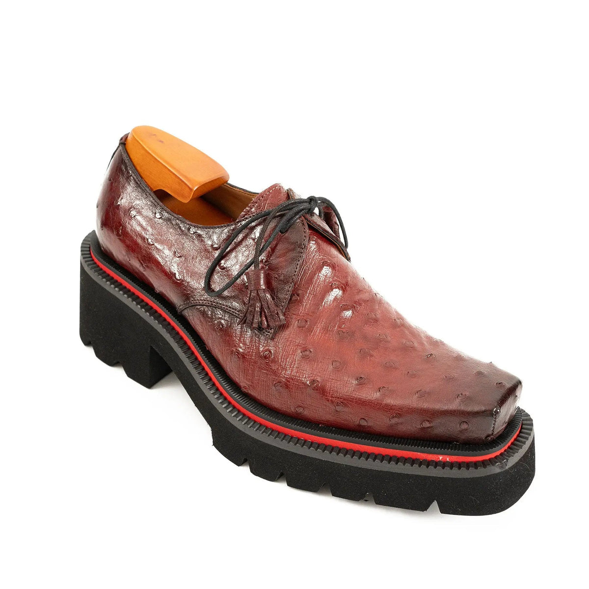 Burgundy Textured Lug Sole Derby Shoe