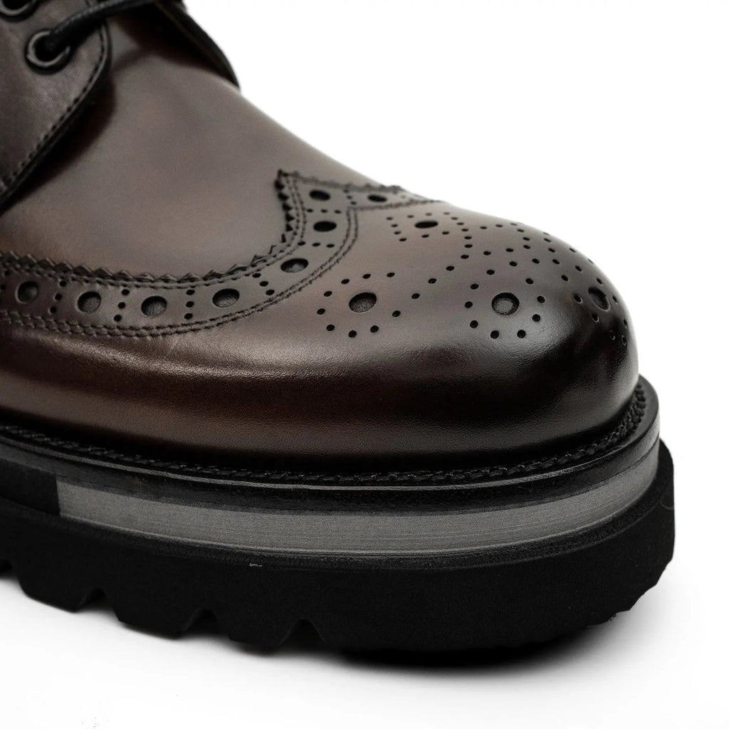 Brown Wingtip Cow Leather Derby Shoes