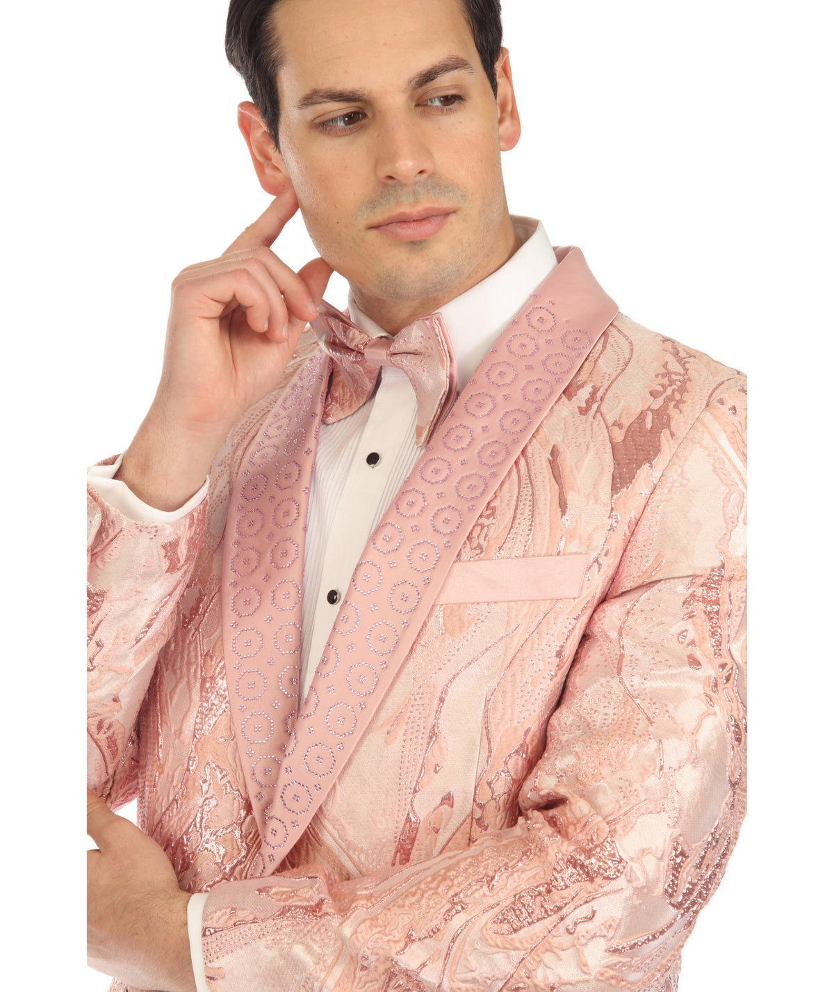 Cosmopolitan Pink Men's Shawl Collar Tuxedo 1 Button 2 Vent Slim Fit Blazer