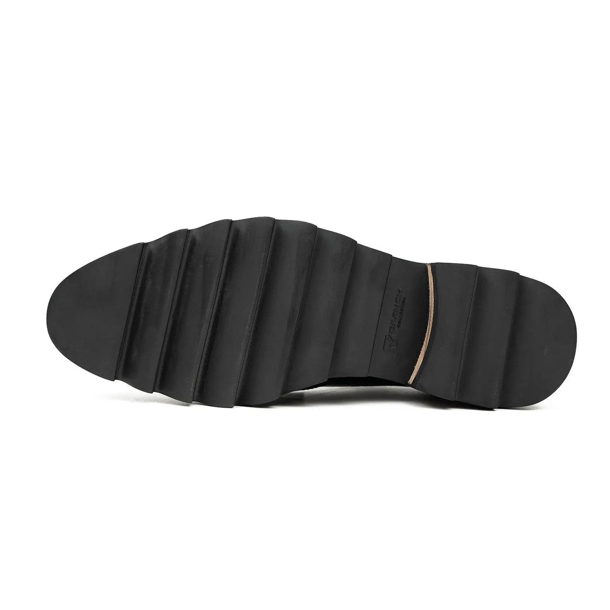 Black Wingtip Derby Shoes with Brown-Band Lug Sole