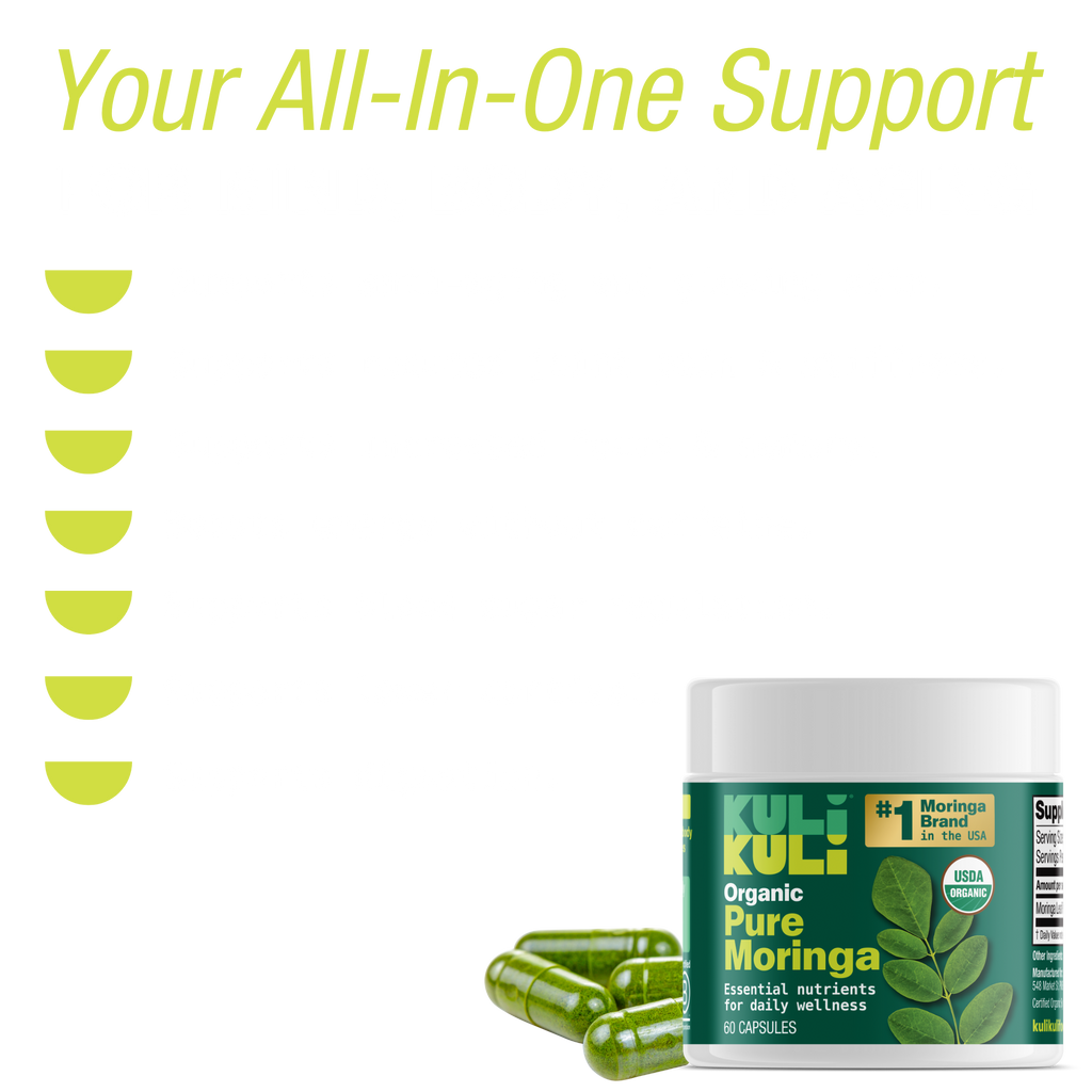 Organic Pure Moringa Powder Capsules (60-Count)