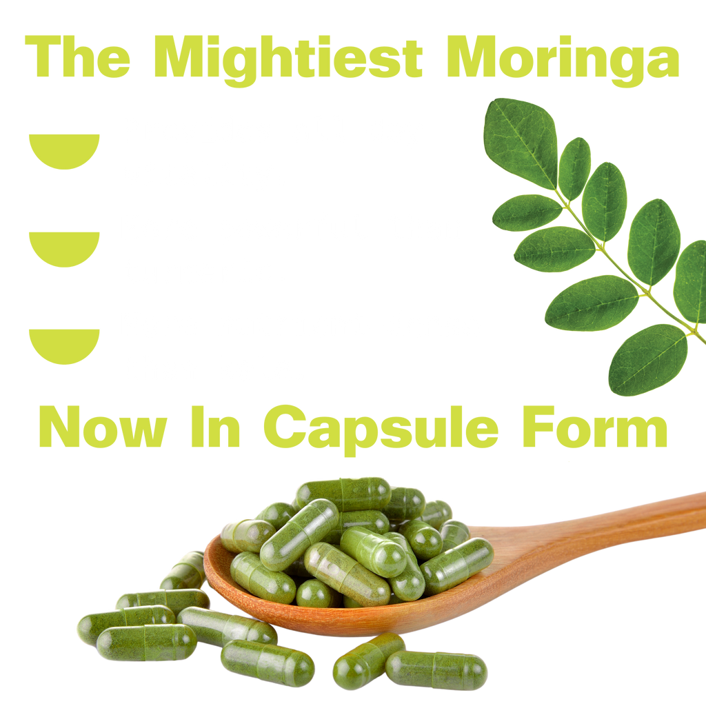 Organic Pure Moringa Powder Capsules (60-Count)