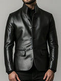 Charles Black Premium Leather Blazer – Black Leather Jacket