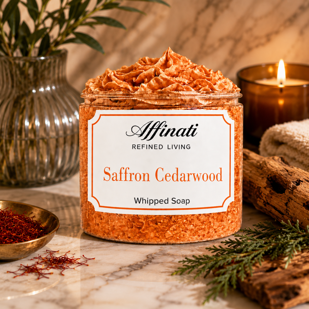 Saffron Cedarwood Whipped Soap - 20 oz