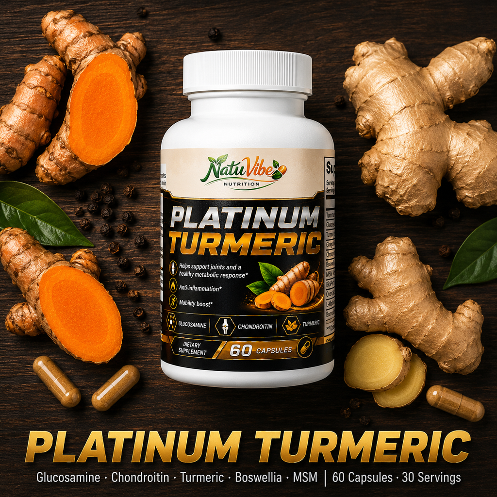 Platinum Turmeric™ – Glucosamine, Chondroitin & Turmeric | Joint Support, Anti-Inflammation & Mobility Boost | 60 Caps