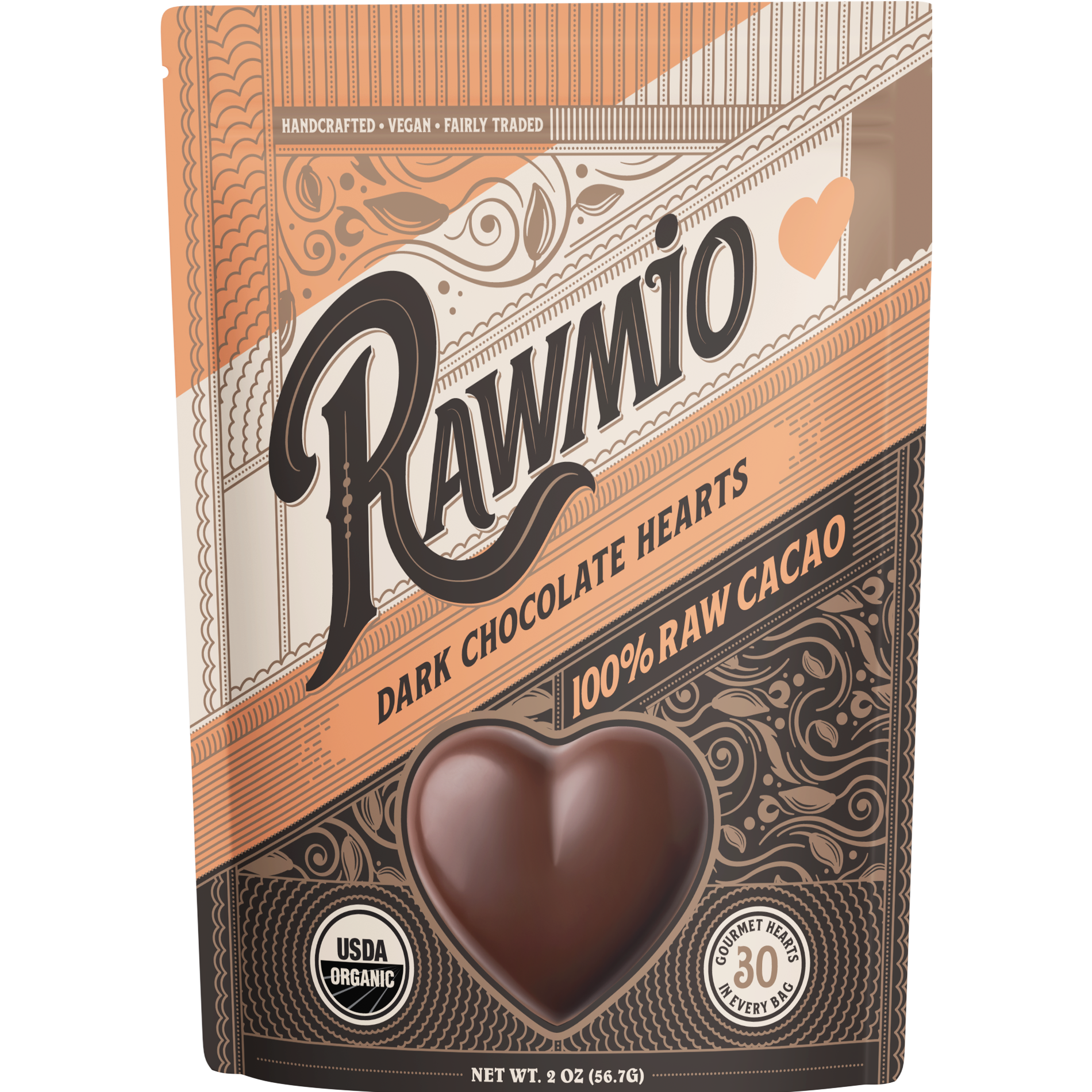 Raw Dark Chocolate Hearts - 100% Cacao