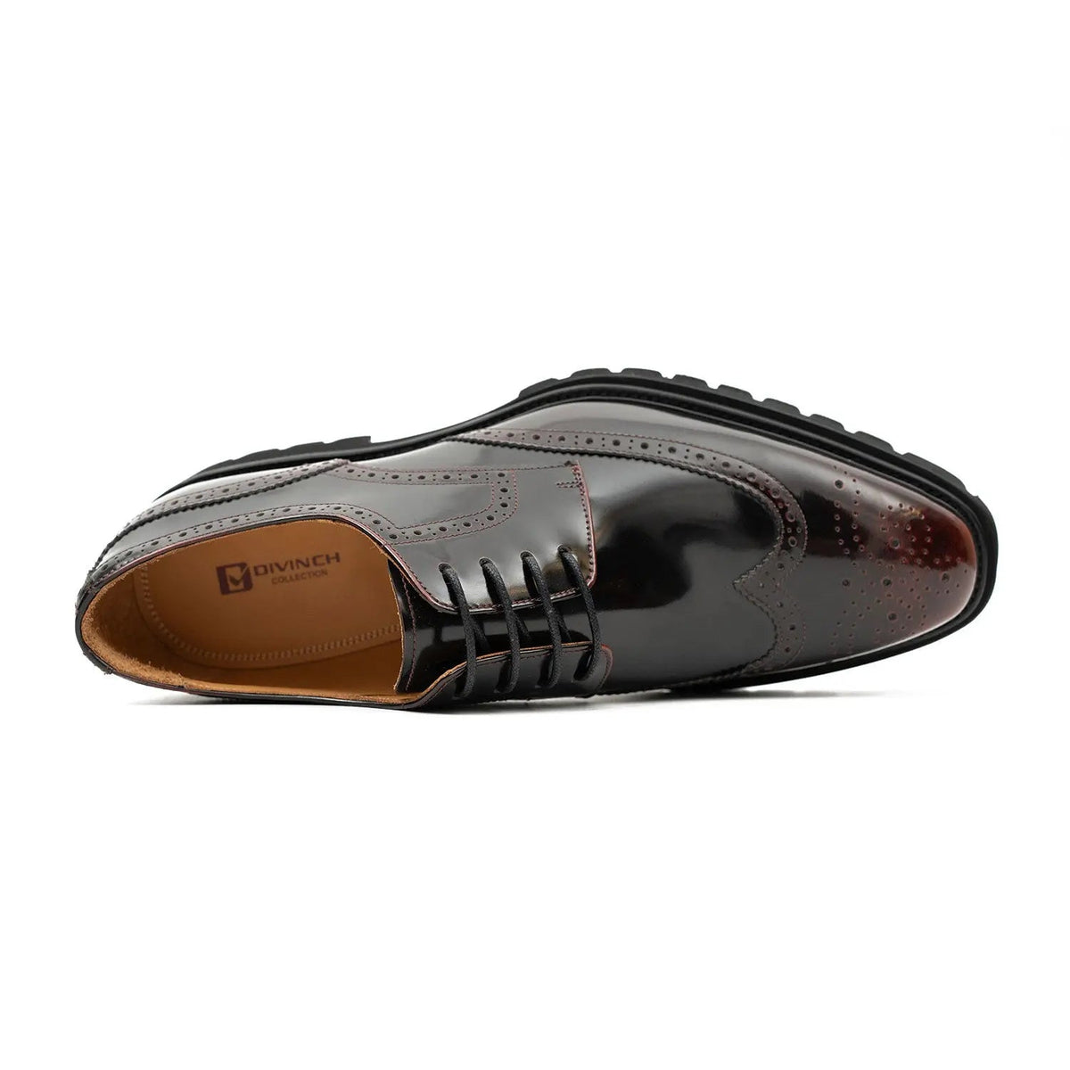 Dark Burgundy Wingtip Derby Shoes with Lug Sole