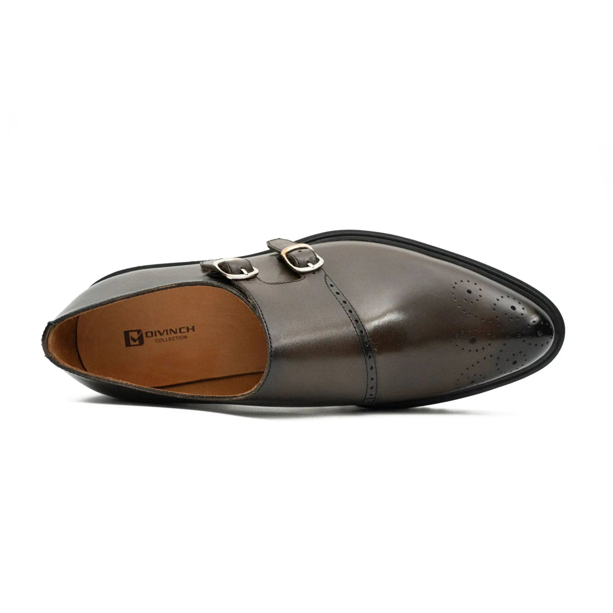 Dark Brown Lug Sole Double Buckle Monk Shoe
