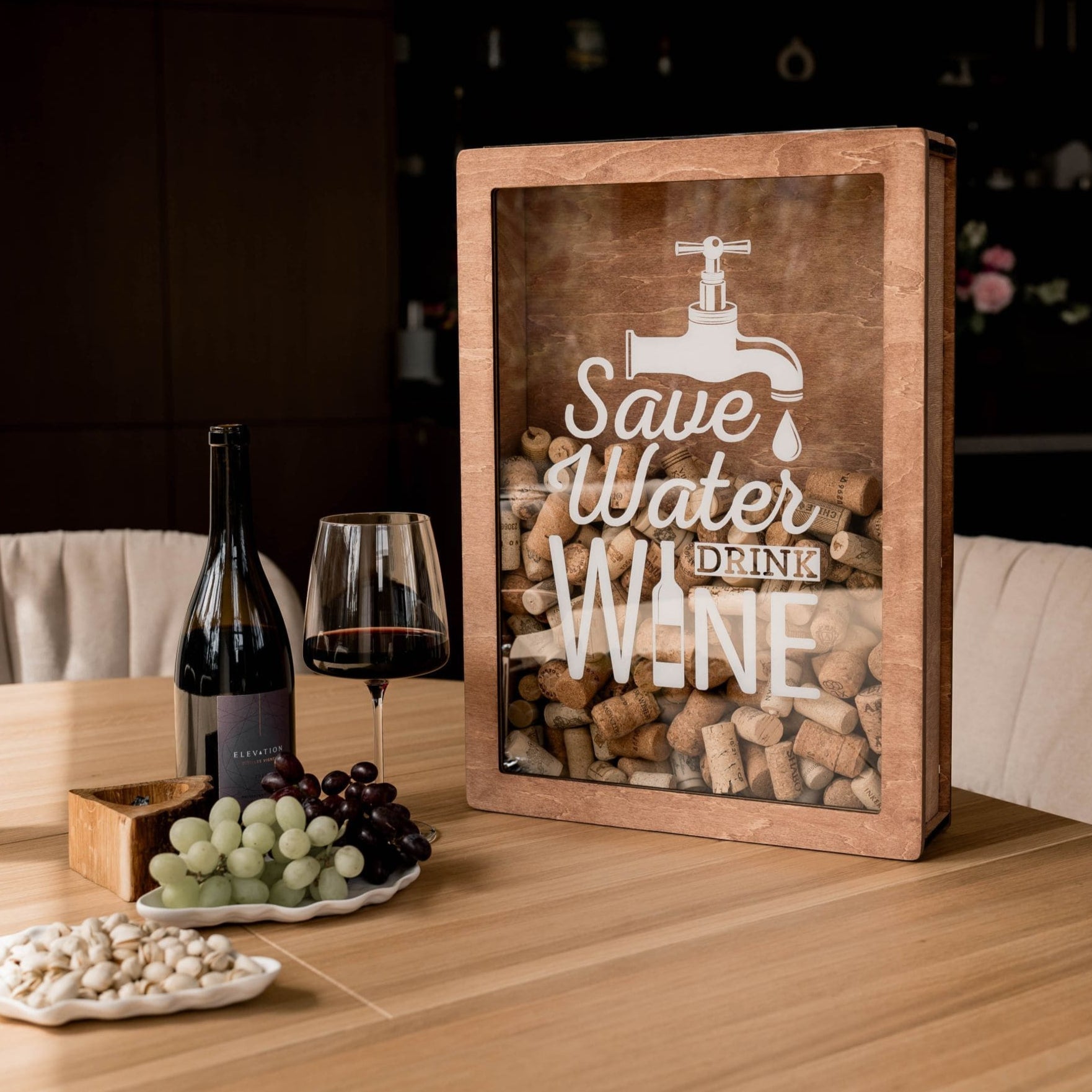 Wine Cork Box – Save Water, Drink Wine