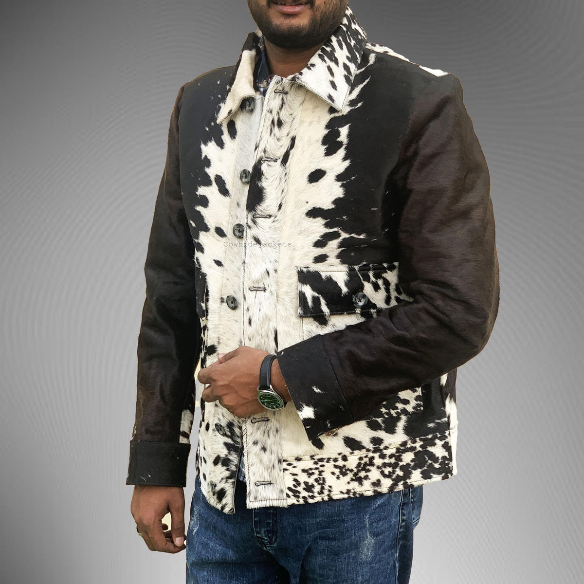 Men's Hair-On Cow Print Jacket