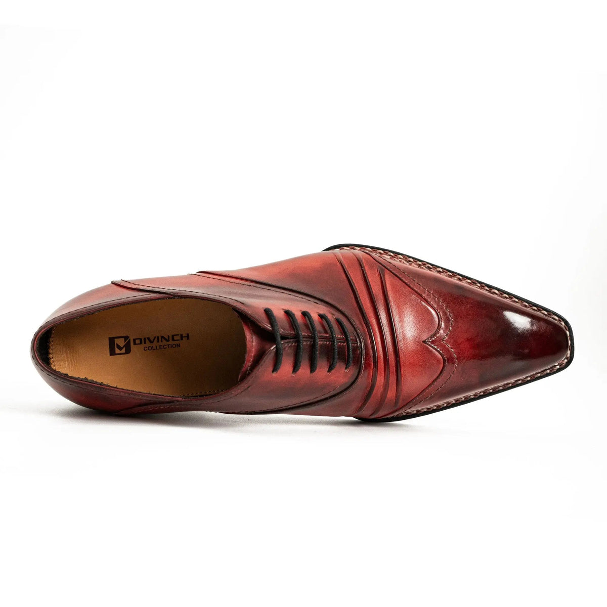 Red Textured Lace-Up Dress Shoe with Shaded Toe